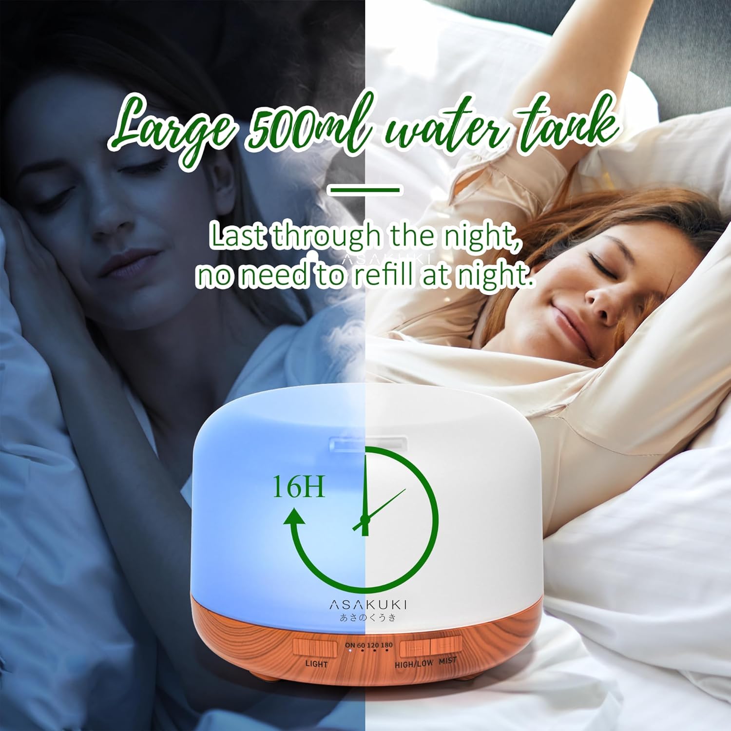 Oil Diffuser with Essential Oils Set, 500Ml Aromatherapy Humidifier with 14 LED Colors & Auto Shut-Off - 6 Oil Gift Pack(Lavender Eucalyptus Tea Tree Orange Peppermint Lemongrass)